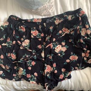 AE paper bag floral shorts